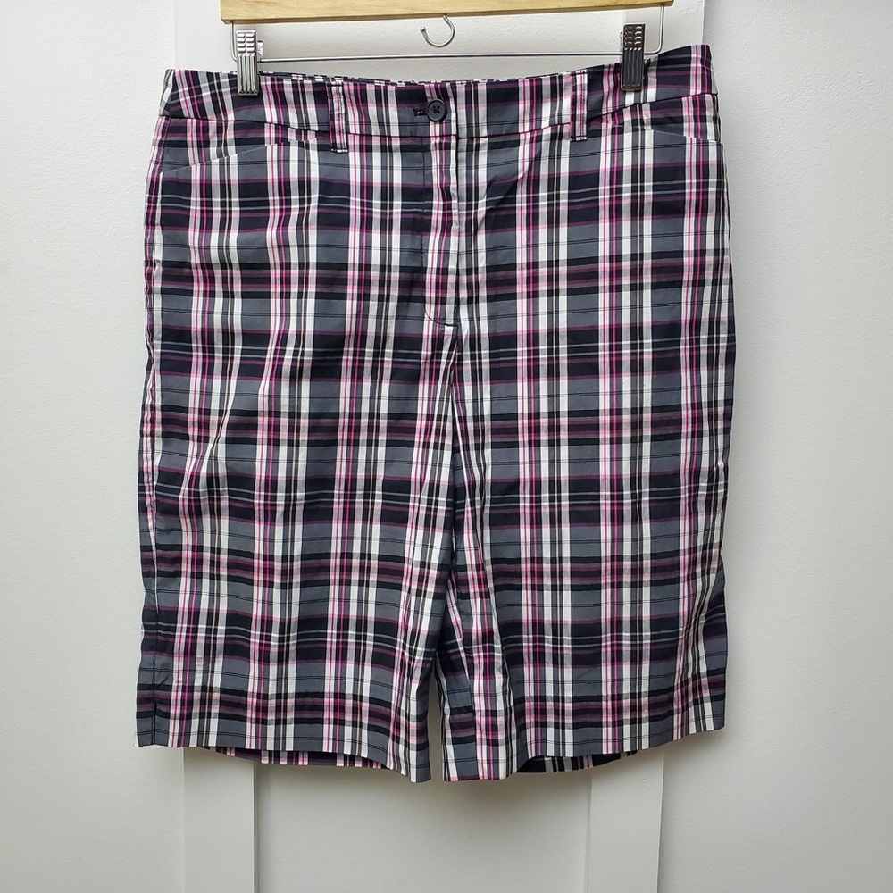 Anne Klein Sport Checkered Shorts - Black, White, Pink